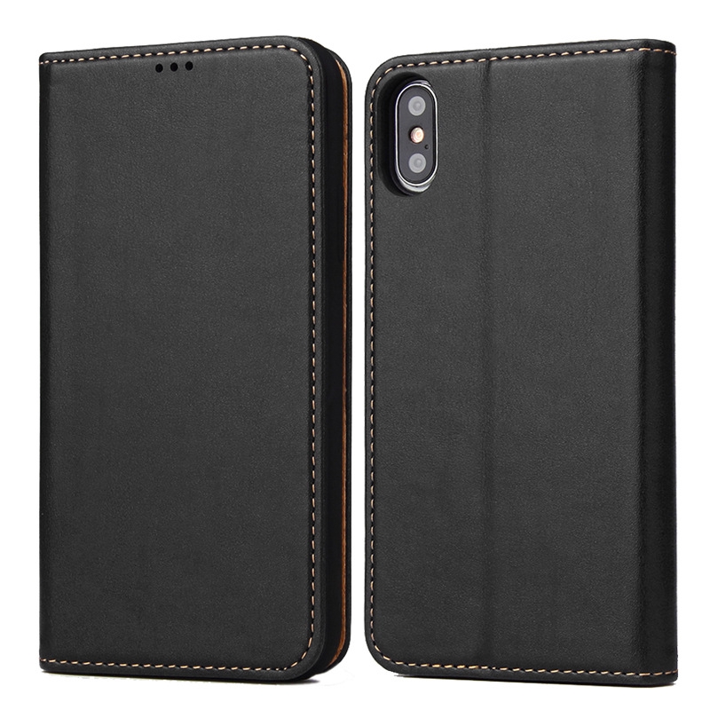 Ốp điện thoại da thật nắp gập nam châm có ngăn đựng thẻ tiện dụng hợp thời trang cho Iphone X | BigBuy360 - bigbuy360.vn
