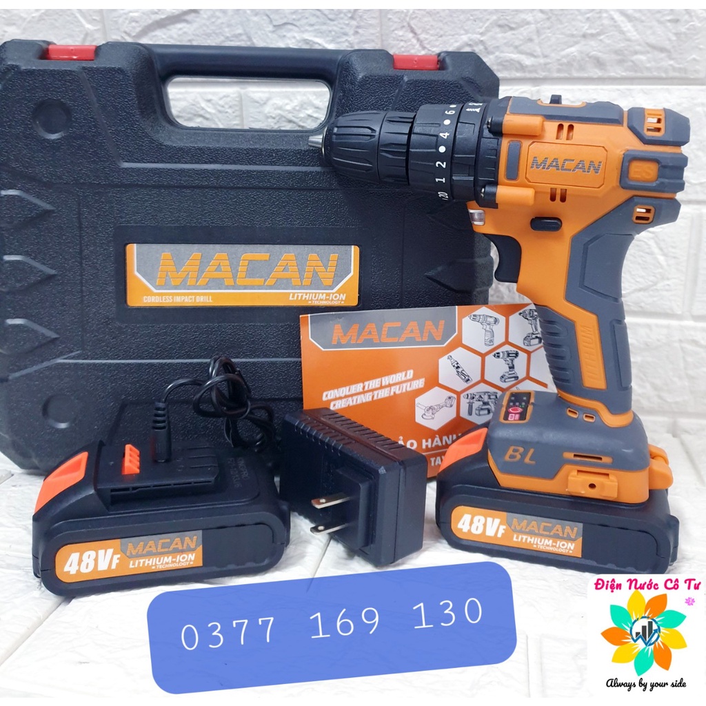 Máy Khoan Pin Cao Cấp MACAN 48V Không Chổi Than 3 Chức Năng Đủ Phụ Tiện Dụng