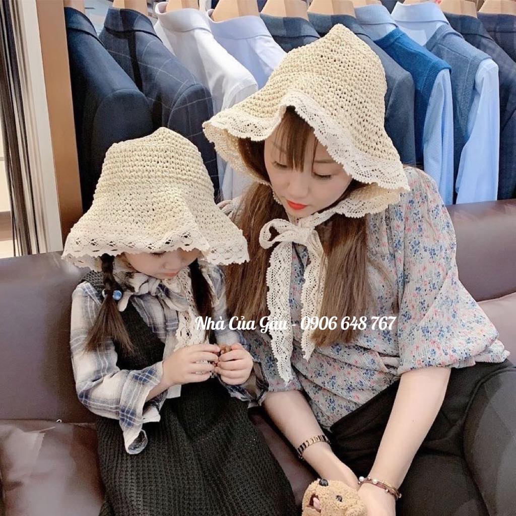 Nón cói ren cột nơ trước siêu xinh siêu ciuute