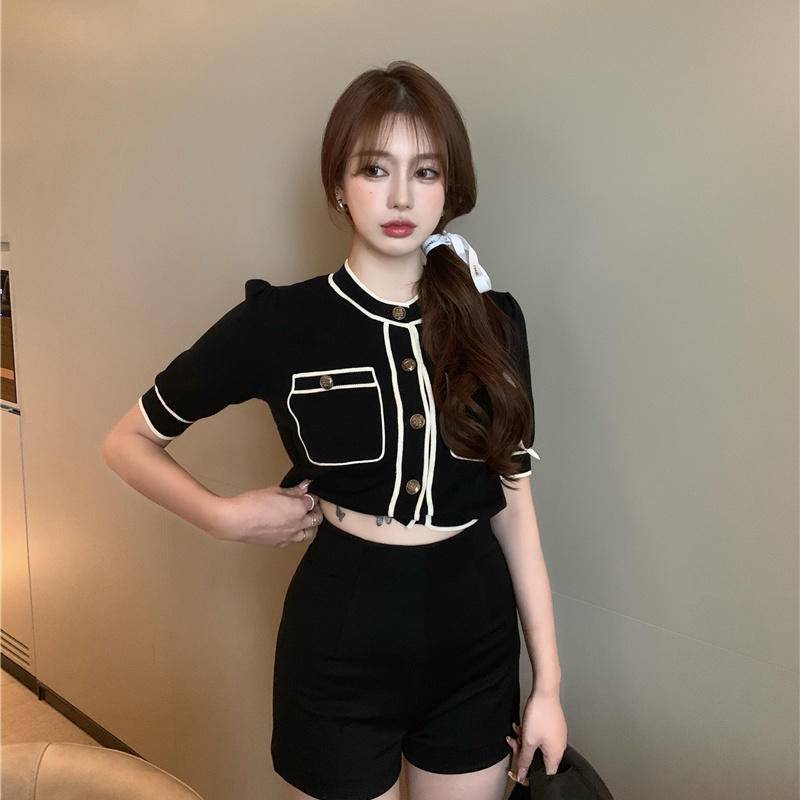 Áo Thun Dệt Kim Mỏng Tay Ngắn Phong Cách Thời Trang Hàn Quốc Dành Cho Nữ