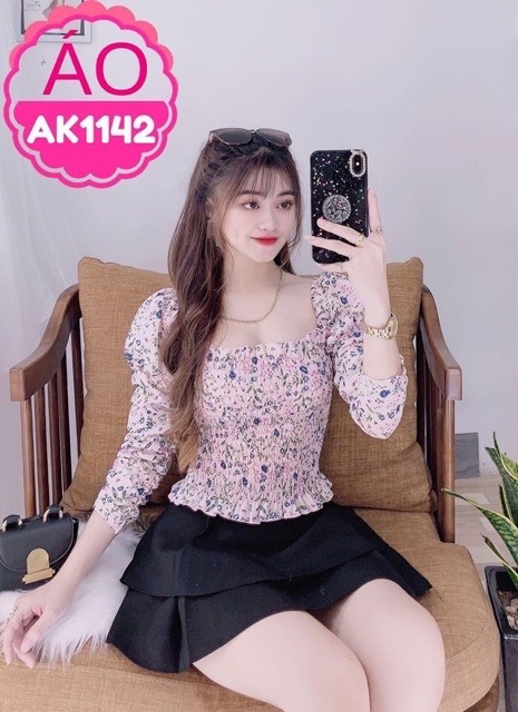 Áo kiểu nhúng tay dài siêu xinh - ẢNH THẬT 100%