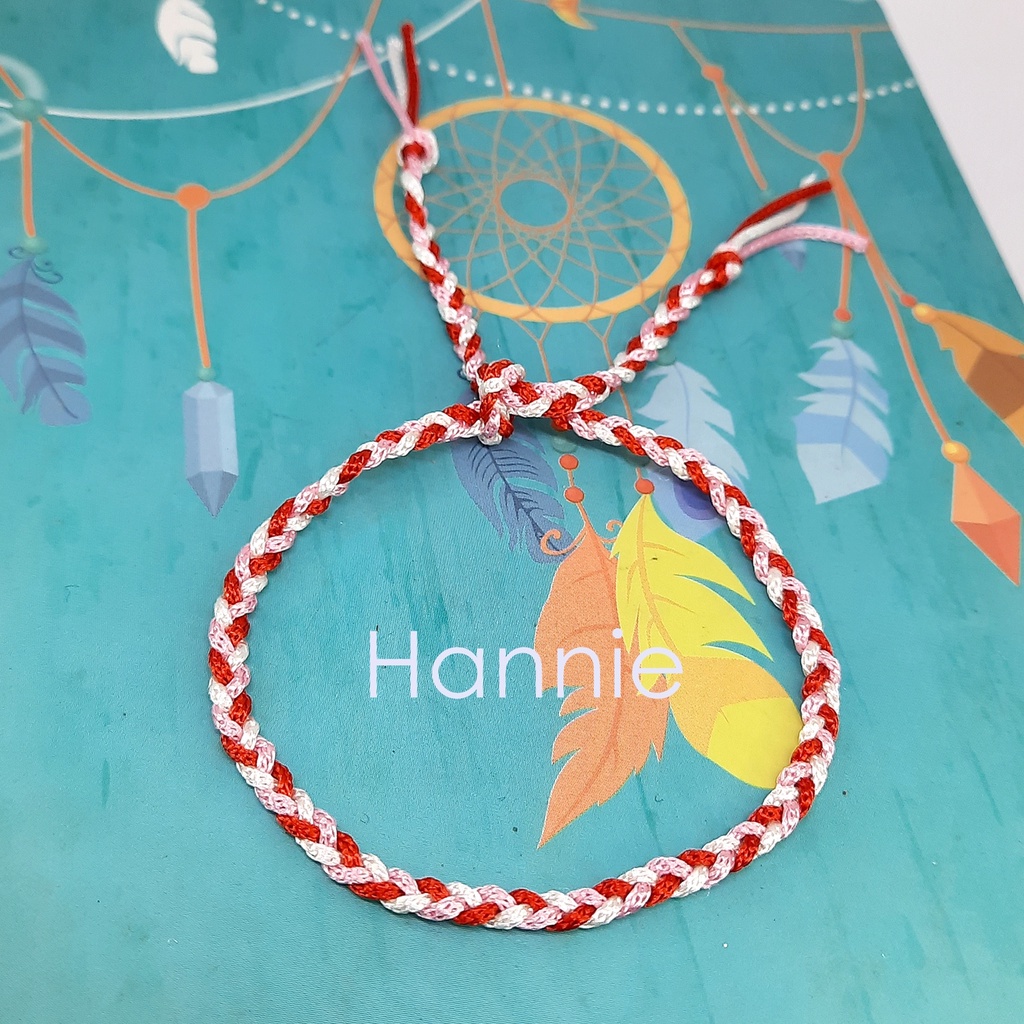 (Tay/Chân) Vòng chỉ tình bạn màu đỏ hồng - Vòng đeo nam nữ chống thấm nước waterproof - Friendship Bracelet handmade