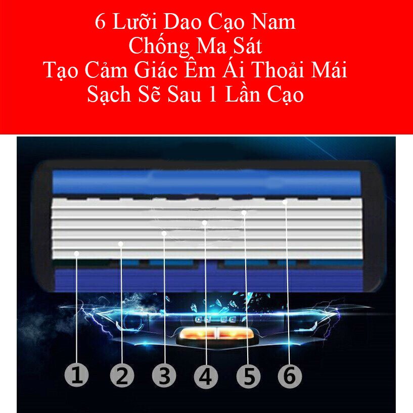 Dao cạo râu 6 lưỡi cạo êm sắc sạch sẽ(DÙNG ĐƯỢC RẤT NHIỀU LẦN)