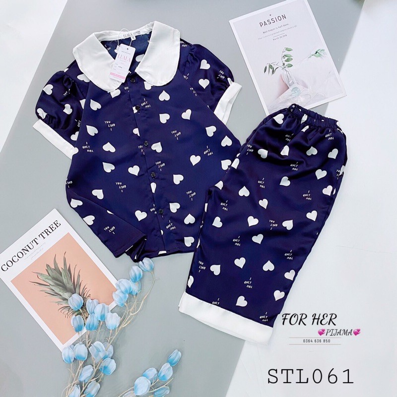 Đồ Bộ Pijama - Bộ Lụa Pizama Quần ngố Chất Liệu SaTin Họa Tiết | BigBuy360 - bigbuy360.vn