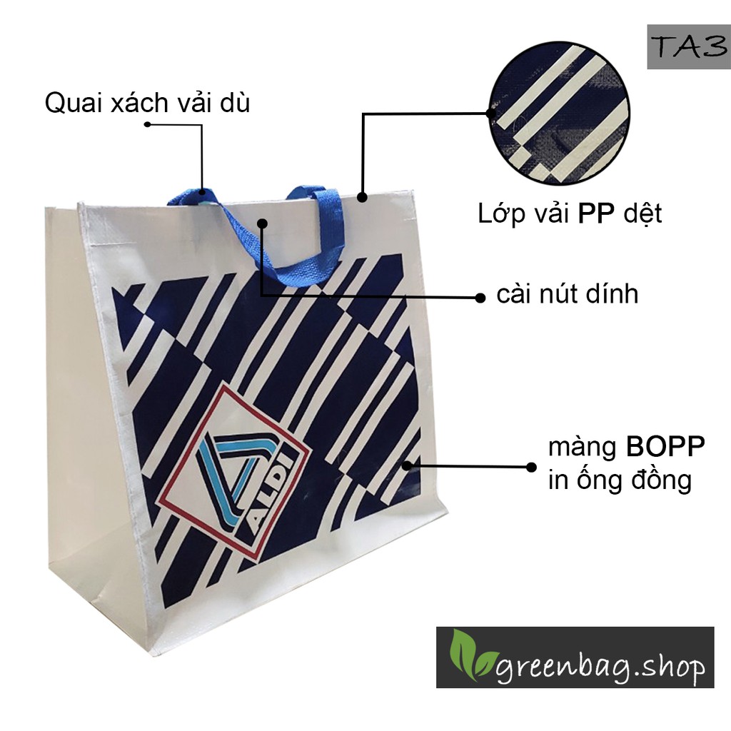 Túi siêu thị/Túi vải dệt PP DỆT cán bóng)/túi shopping mua sắm cỡ lớn/ túi môi trường/túi đựng đồ/túi đựng quà tặng