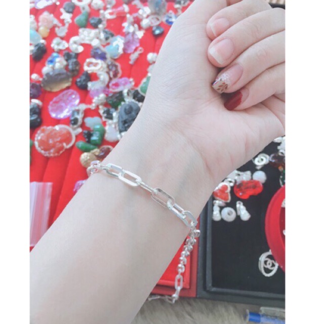 Lắc tay mắt xích chuẩn bạc ta nguyên chất-THJ SILVER