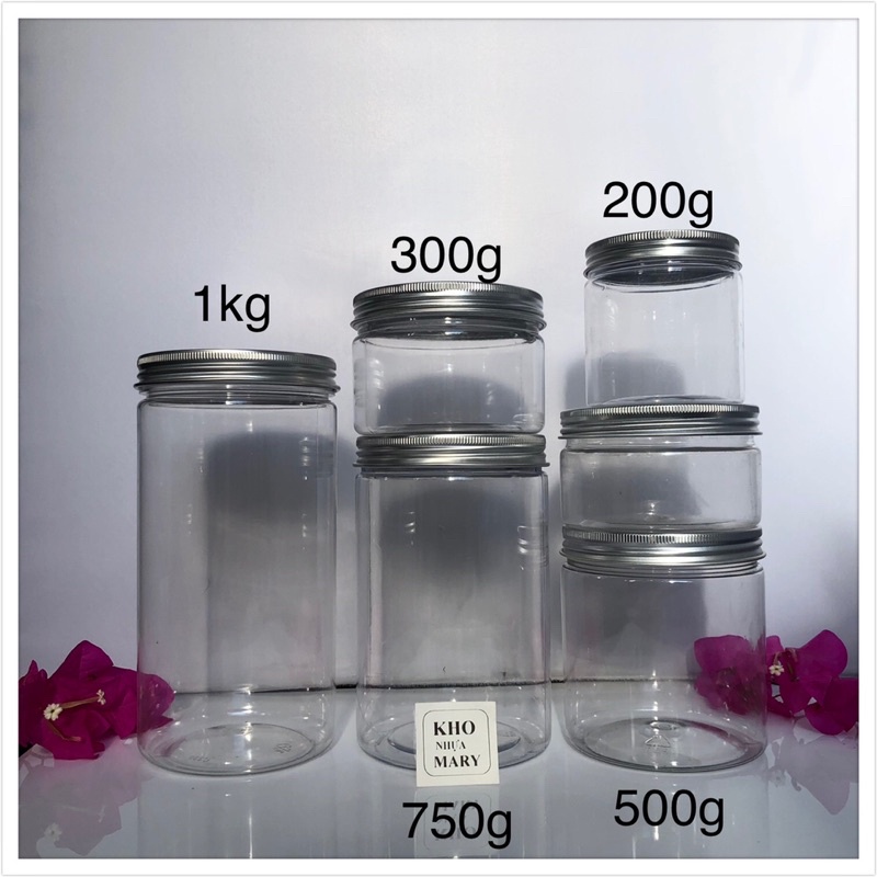 HỦ NHỰA NẮP ĐEN 1 kí / Nửa kí - HỘP TRONG SUỐT ĐỰNG THỰC PHẨM / đựng bánh / đựng hạt 500g 200g 100g
