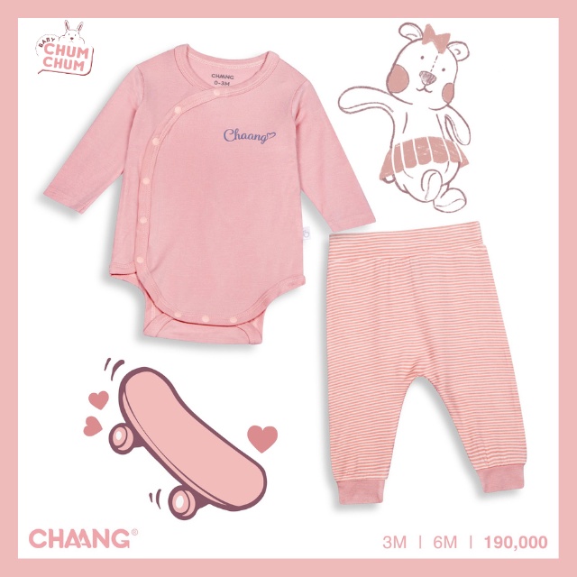 Bộ Bodychip Cúc Chéo Active Cho Bé Gái CHAANG SS22 Từ 0-6M