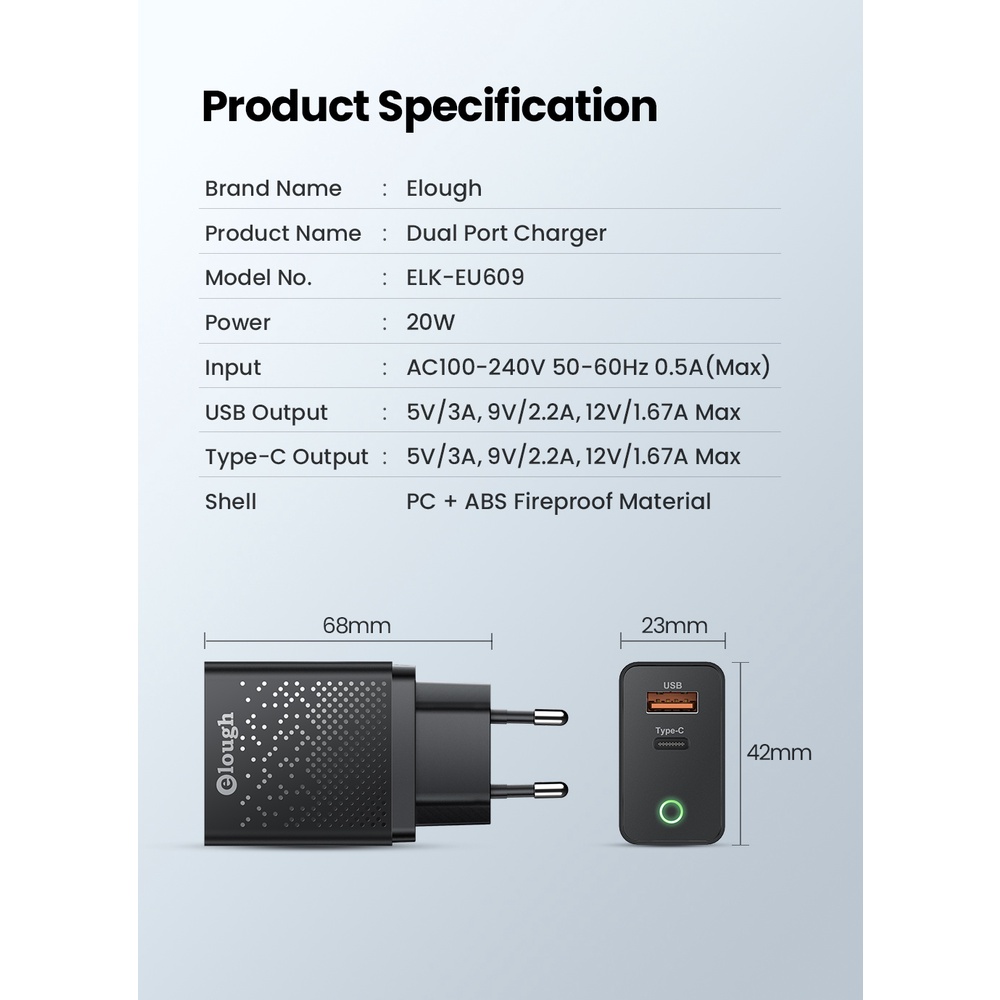 Cốc sạc nhanh TWITCH 20W USB 3.0 Type C PD chất lượng cao