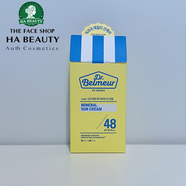 Kem chống nắng dưỡng ẩm cho da mụn nhạy cảm vitamin E The Face Shop Dr Belmeur Mineral Sun Cream SPF48+++ 50ml
