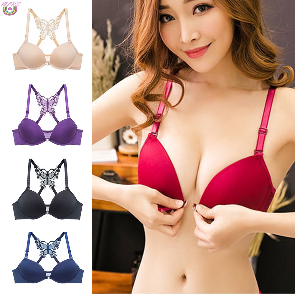 Áo Ngực Cài Trước Thiết Kế Hình Bướm Ren Thoáng Khí Thoải Mái Cài Khóa Trước Thời Trang Cho Nữ