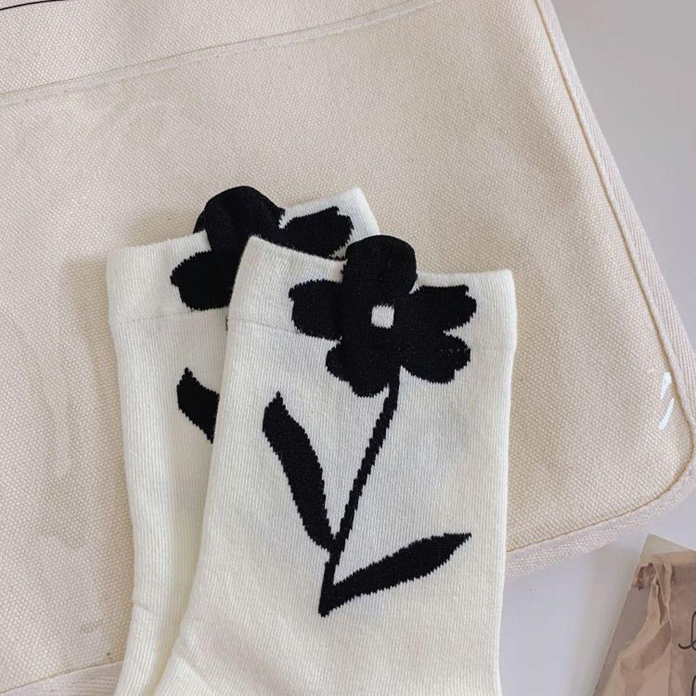 Vớ Cotton Thoáng Khí In Họa Tiết Hoa Phong Cách Harajuku Dễ Thương Thời Trang Cho Nữ