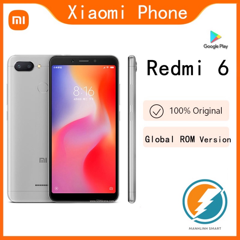 Điện thoại  Xiaomi Redmi 6 2sim Ram 3/32G, Màn hình: IPS LCD, 5.45&quot;,HD+ chính hãng MSP 021