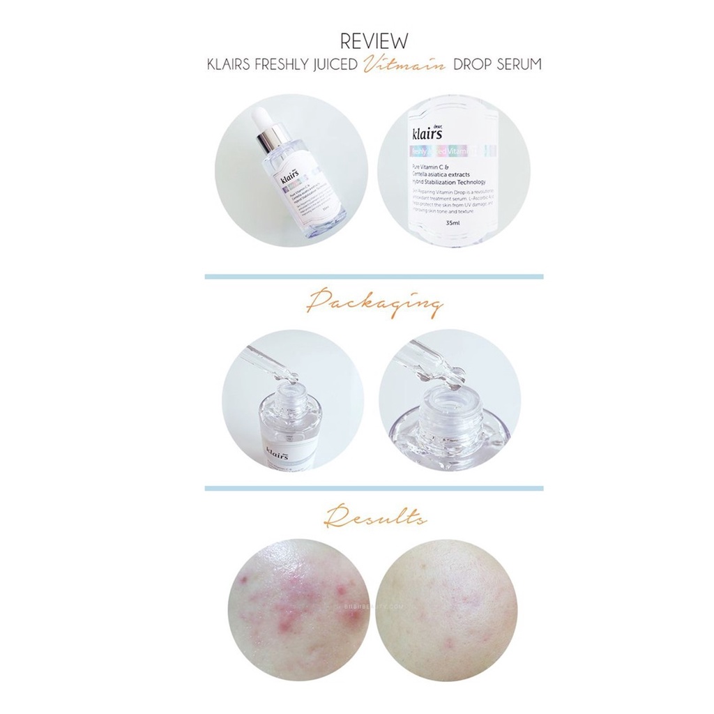 Tinh Chất Dưỡng Trắng, Trẻ Hóa Da, Se Khít Lỗ Chân Lông Dear, Klairs Freshly Juiced Vitamin Drop Serum 35ml