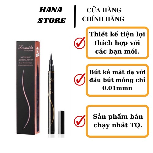 Bút kẻ mắt dạ LAMEILA chống nước lâu trôi Waterproof Liquid Eyeliner Pen Mỹ Phẩm Hana Hàng Nội Trung