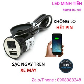cóc sạc điện thoại gắn xe máy có công tắc