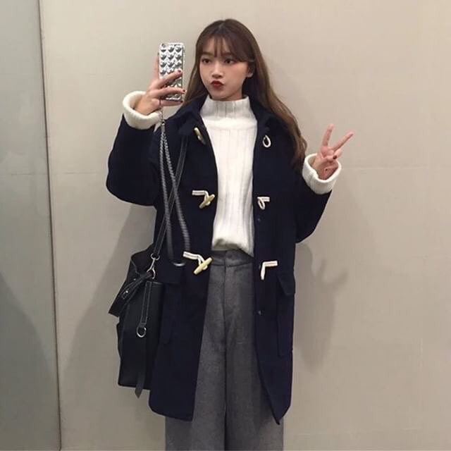 Áo dạ cúc gỗ