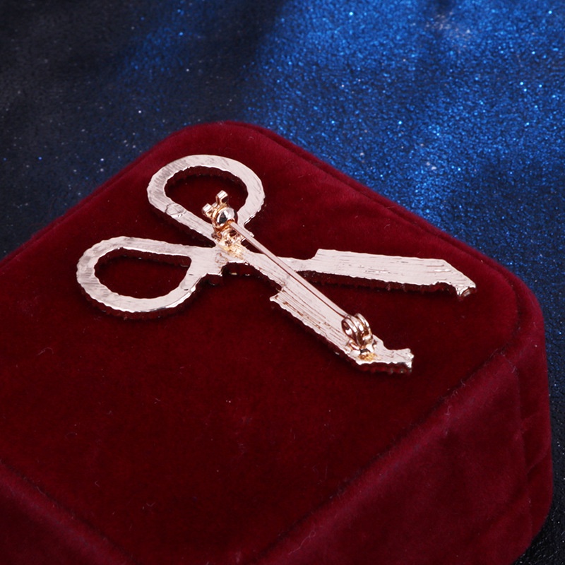 Ghim Cài Áo Hình Cây Kéo Đính Đá Bằng Hợp Kim Tinh Tế Chất Lượng Cao