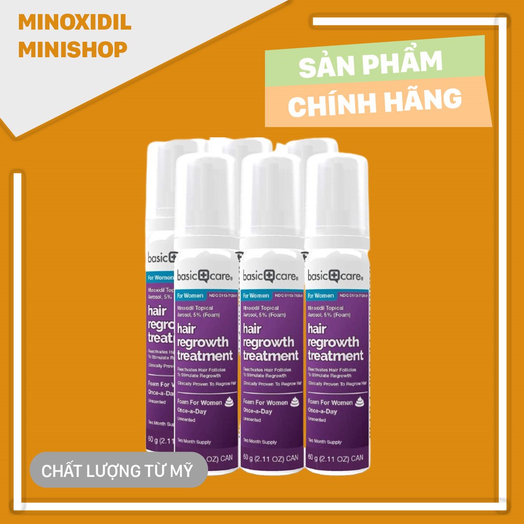 Dung Dịch Mọc Tóc - Mọc Lông Vùng Kín Nữ Minoxidil Basic Care 5% Dạng Bọt