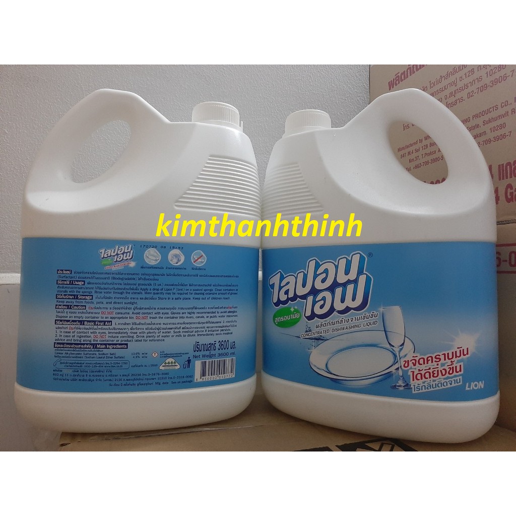 Nước rửa chén bát không mùi LIPON F can 3600ml Thái Lan