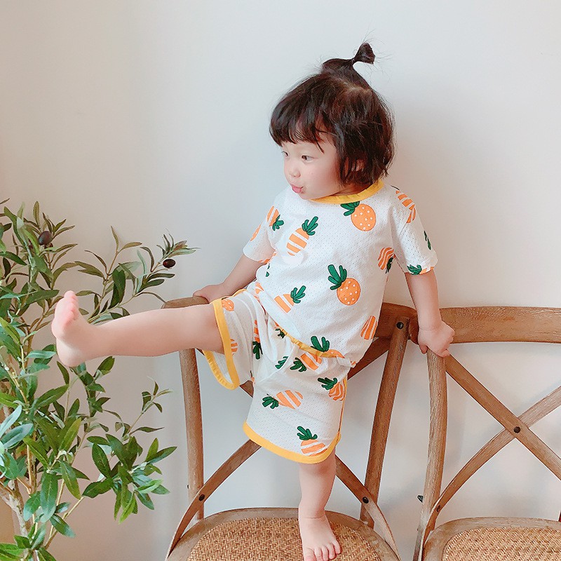 Bộ Đồ Cotton Sợi Tre Cộc Tay Kiểu Hàn Quốc cho Bé