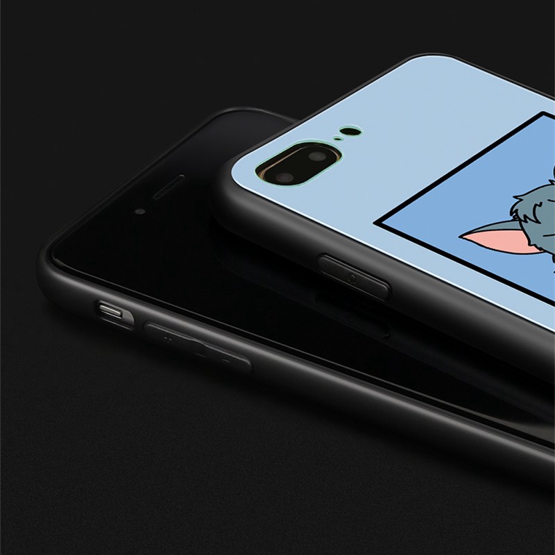 Ốp lưng silicone tráng kính cường lực hình tom /jerry cho Samsung S10 Plus S10e note 10 Pro Samsung s10 Lite Note 8 9