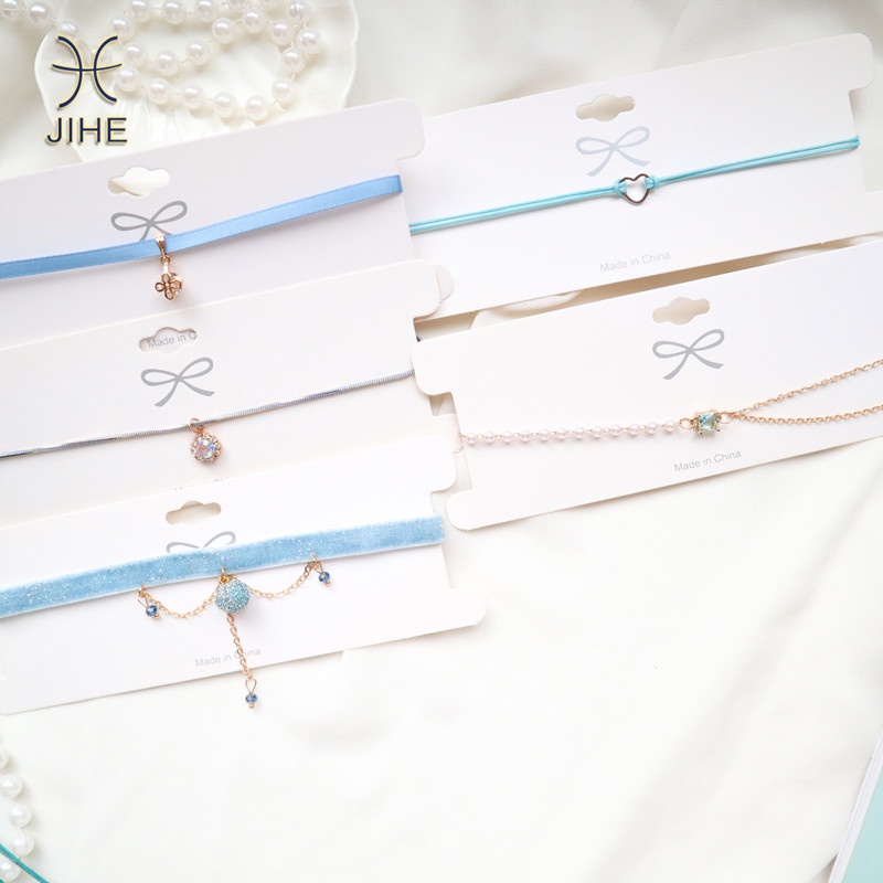 Vòng Cổ choker Dây Xích Màu Xanh Dương Thời Trang Cá Tính Phong Cách Hàn Quốc