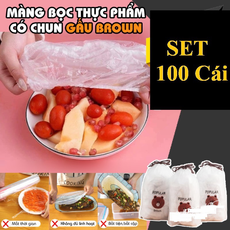 Set 100 Túi Màng bọc thực phẩm co giãn tốt, bọc nhanh gọn