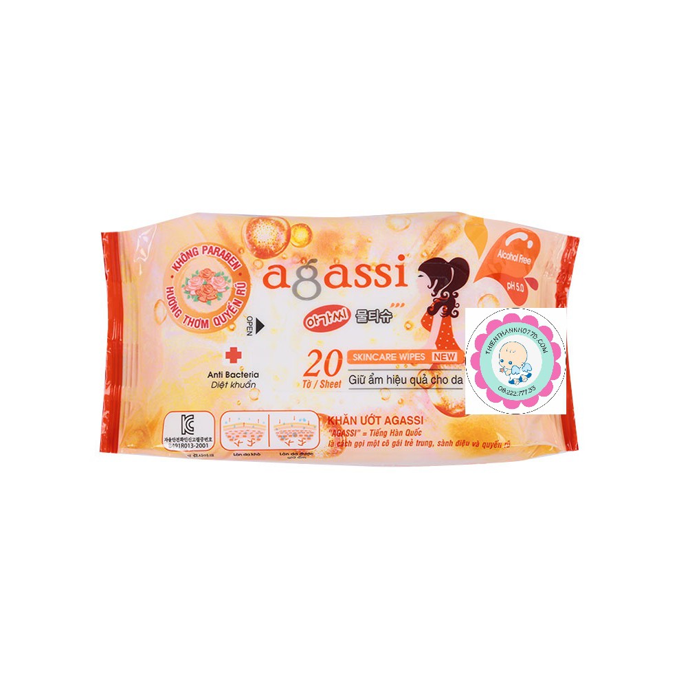 Khăn ướt Agassi mùi nhẹ, 20 tờ