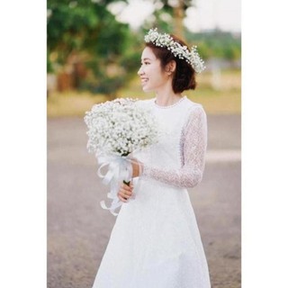 Váy Lụa Hoa Tuyết Trắng/Đỏ -  -  dth94