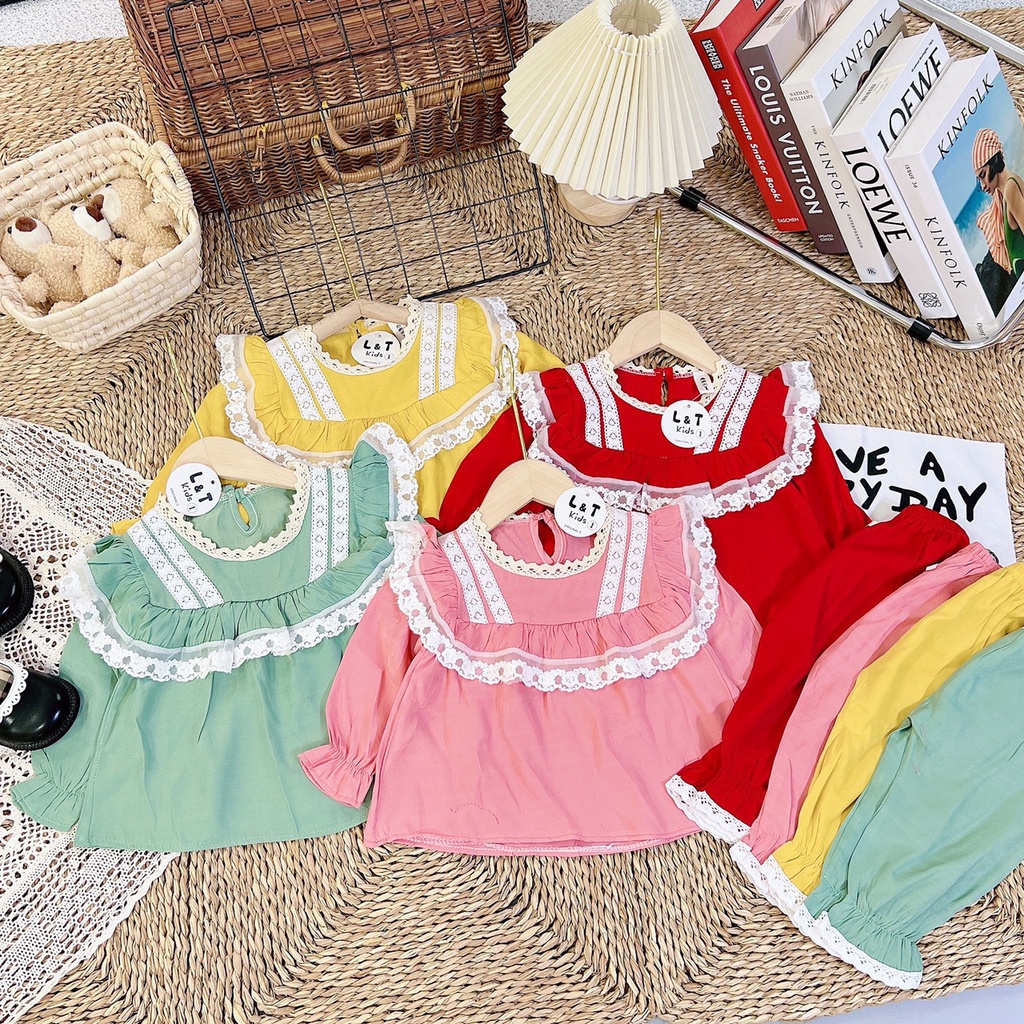 Bộ đũi thô phối ren xinh bé gái (8-18kg)