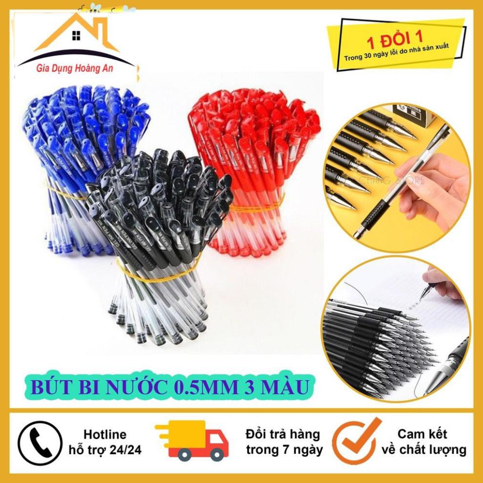 💕Siêu Rẻ💕 Bút Bi Nước 3 Màu Văn Phòng 0.5mm Mực Đều, Nét Chữ Đẹp 3 Màu Xanh, Đen, Đỏ