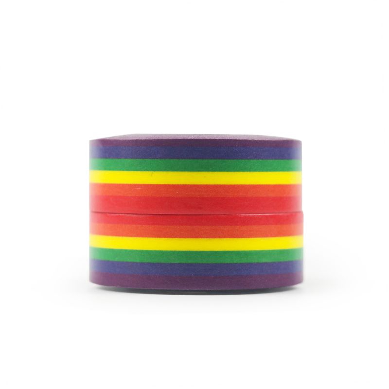 Cuộn Băng Dính Washi Tape 15mm Màu Cầu Vồng Trang Trí