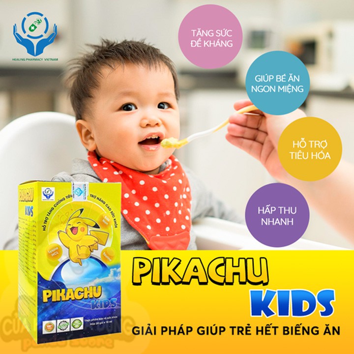 Thuốc bổ cho bé Pikachu Kids dạng siro giúp bé ăn ngon ngủ ngon tăng cường sức khỏe và sức đề kháng tăng cân hiệu quả