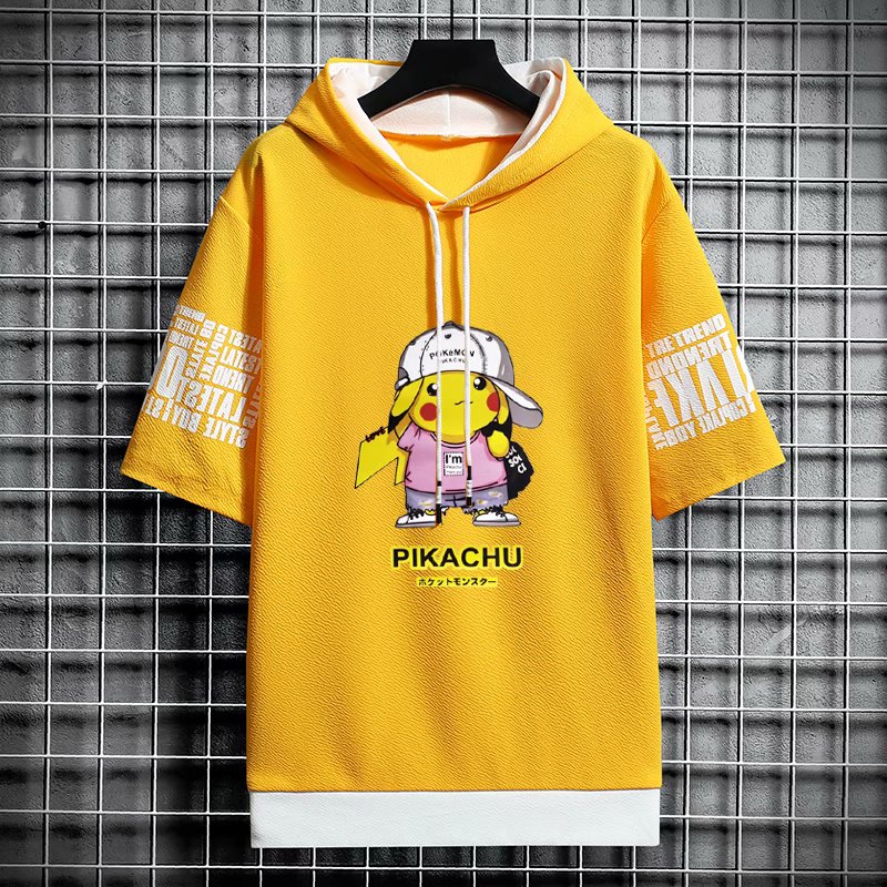 Korean Fashion 2021 Short Sleeve Hoodie For Men There are 6 Colors to choose from