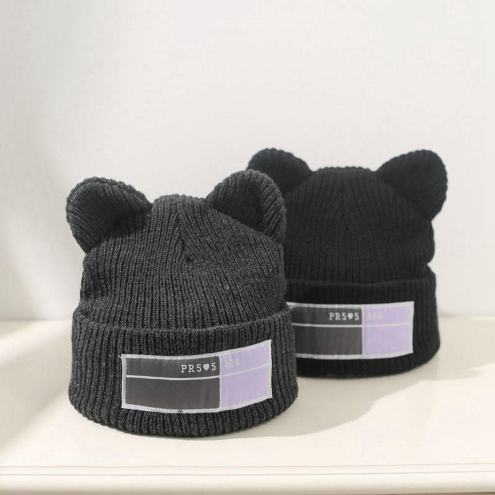 Set 1 Mũ beanie Kèm Yếm Giữ Ấm Tai Gấu Màu Sắc Đơn Giản Cho Nam