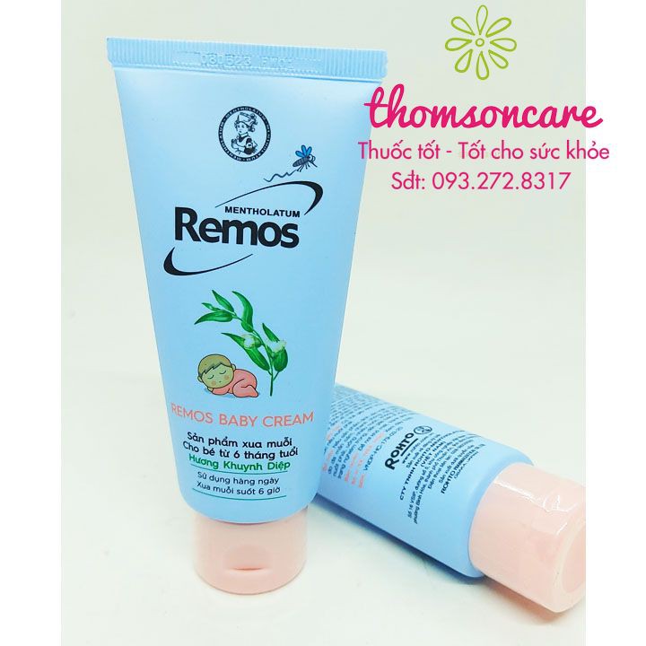 Kem chống muỗi Remos Baby Cream - Dành cho trẻ từ 6 tháng tuổi - Hương Khuynh Diệp - Tuýp 70g