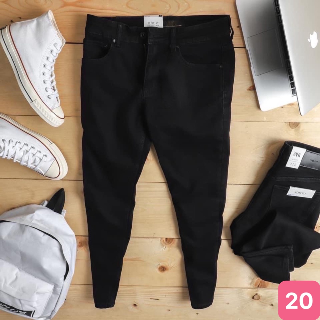 Quần jean nam màu đen rách gối có khóa gấu chất bò cao cấp co dãn 4 chiều form skinny 012HD Nhiều Mẫu Mới