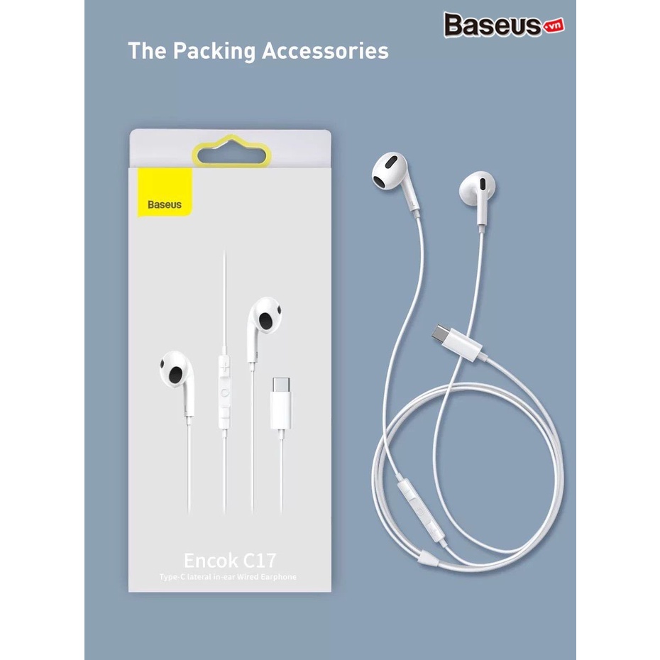 Tai Nghe Type-C Baseus Encok lateral in-ear Wired Earphone C17 Cho Smartphone & iPad Pro