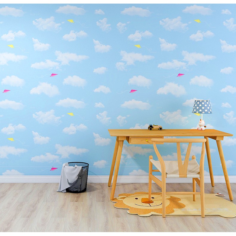 Cuộn 10m giấy dán tường mây trời nhạt khổ rộng 45cm