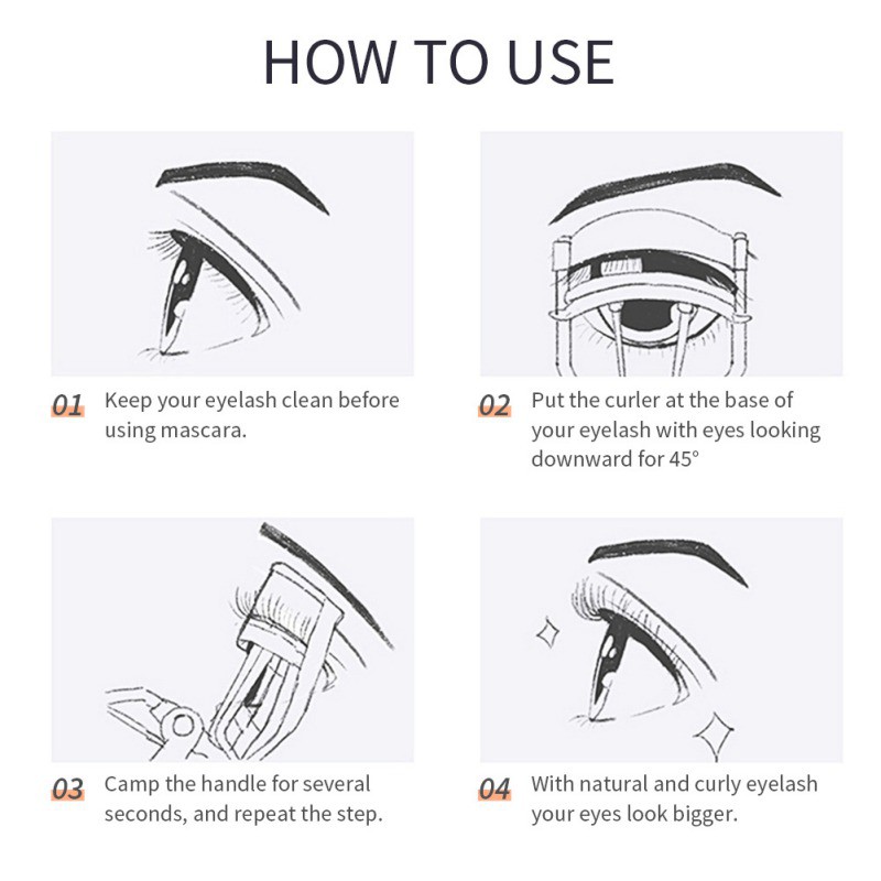 [Hàng mới về] Kẹp bấm mi đệm silicone PVC bằng kim loại màu đen phù hợp cho tất cả các dáng mắt