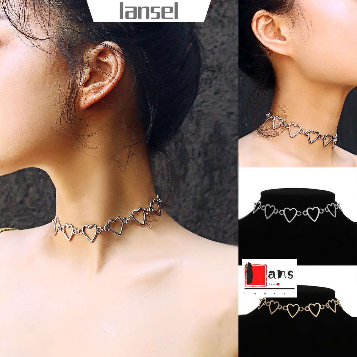 Vòng Cổ Choker Bằng Thép Không Gỉ Màu Vàng / Bạc Mặt Trái Tim Thời Trang Dành Cho Nam Và Nữ