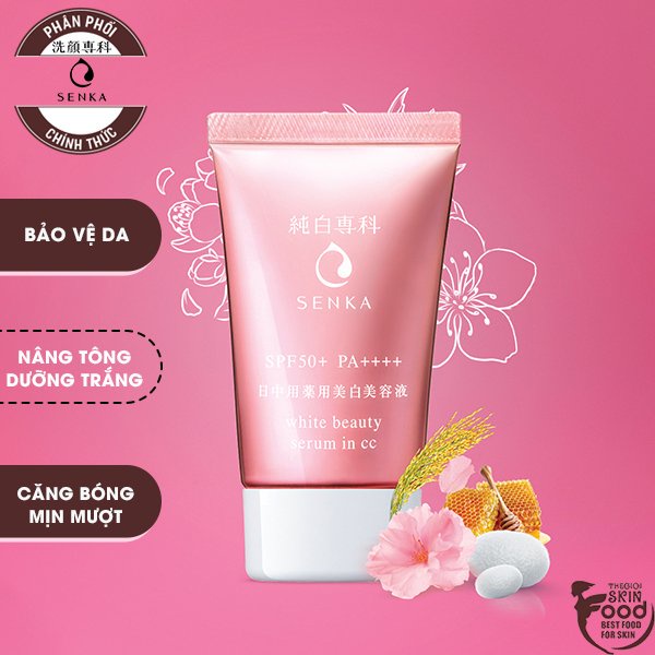 Serum Chống Nắng, Nâng Tông, Dưỡng Trắng Da Senka White Beauty Serum In CC SPF50+/PA++++ 40g