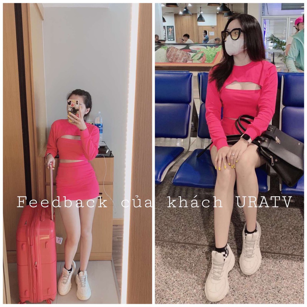 [FREESHIP - ẢNH TỰ CHỤP] SET 3 MÓN VÁY + áo crop URATV