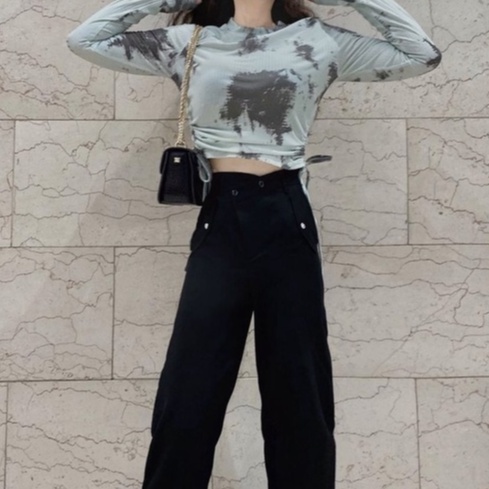 THE FANCE | Croptop thun gân loang màu rút dây eo độc lạ MARBLE CROP