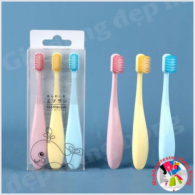 Hộp 3 chiếc bàn chải lông mềm cho bé, hàng xuất Nhật