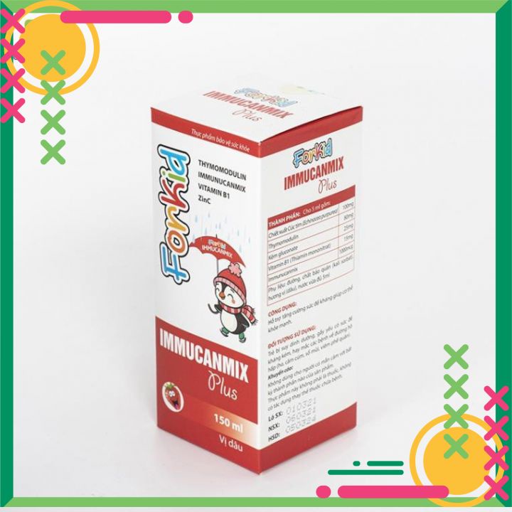 Siro Immucanmix For Kids Plus  vị dâu, tăng sức đề kháng, tăng cường miễn dịch tự nhiên cho cơ thể bé