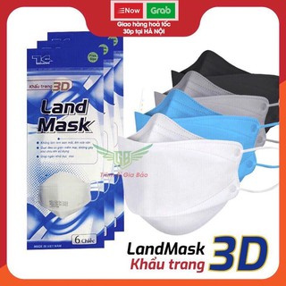 Khẩu Trang 3D Kháng Khuẩn LandMask Set 1 Bịch 6 Cái Có 3 Màu Hàng Công Ty Chính Hãng