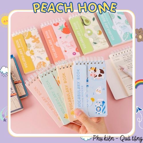 Sổ Học Từ Vựng Ngoại Ngữ 80 Trang Cầm Tay Hoạ Tiết Cute Sổ Lò Xo Ghi Chú Note Học Tiếng Anh Tiện Lợi Ghi Chú