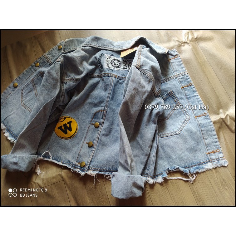 Aó khoác jean nữ xám xanh như hình form dưới 58Kg W1946 BB22